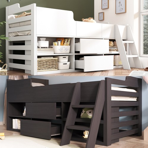 Kids bed mid sleeper - bed, wooden