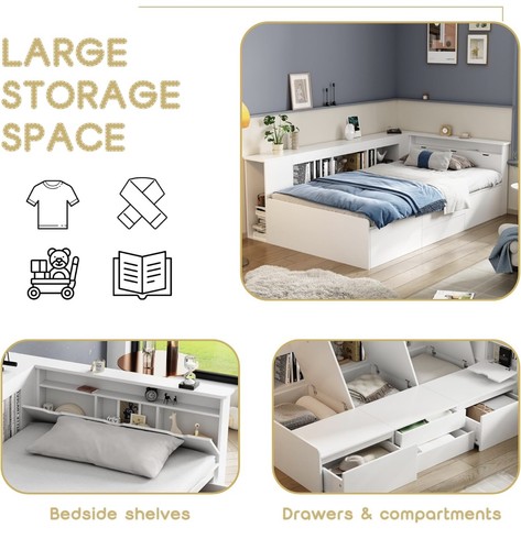 4ft single wooden storage bed - 4ft,