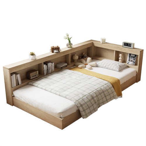 Wooden storage bed frame with - wooden,