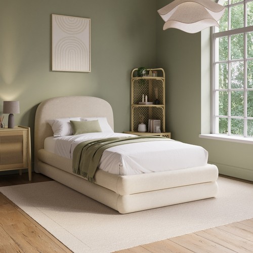 Cream upholstered single bed - single,