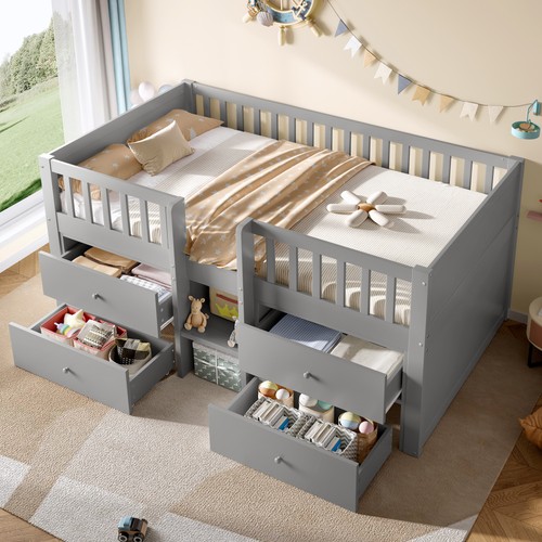 Grey low loft bed - grey, with