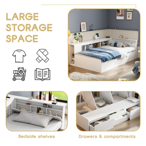 Single bed with drawers - with,