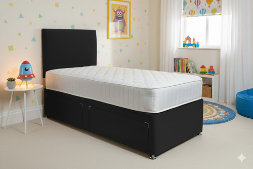 Plush single divan bed - single, 3ft