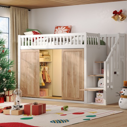 White wooden loft bed 3ft - loft,